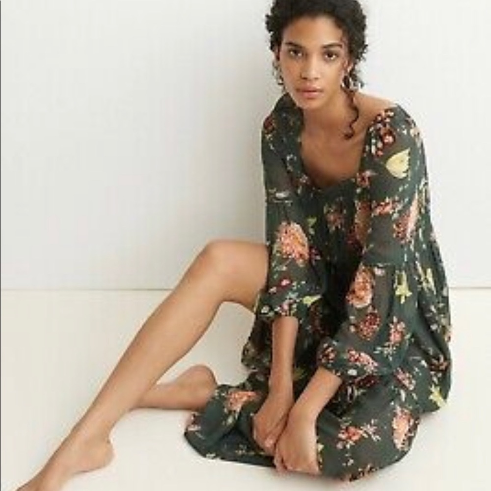 NWT Anthropologie Evelin floral maxi dress. Dark teal floral